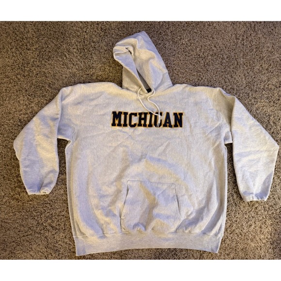 Gray Bear Other - VTG University Of Michigan (U of M) Hoodie Sweatshirt Gray Embroidered Size 2XL